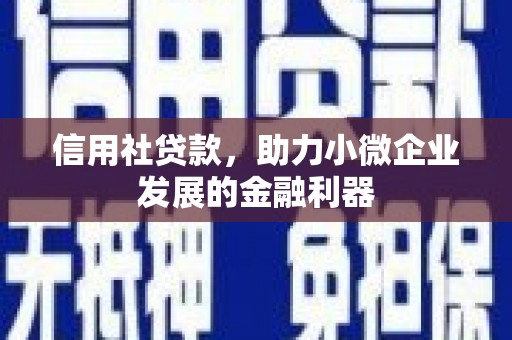瓜州信用社贷款，助力小微企业发展的金融利器